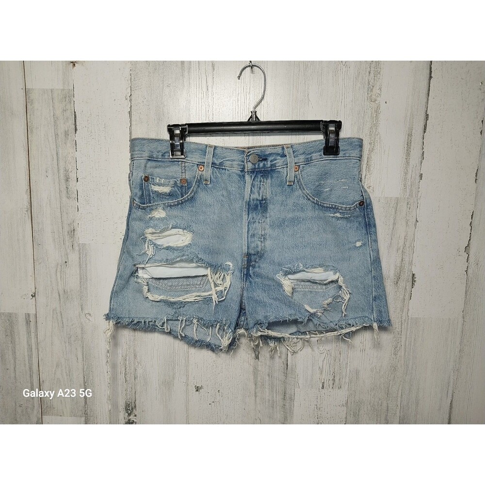 Levi's Premium 501 Cuttoff Denim Shorts W28 Festival Distressed